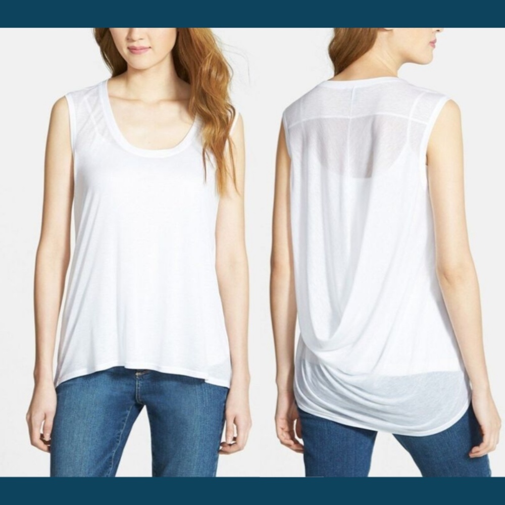NWT$188 Eileen The Fisher Project Drape Back Tank Top in White‎ [SZ Small ]